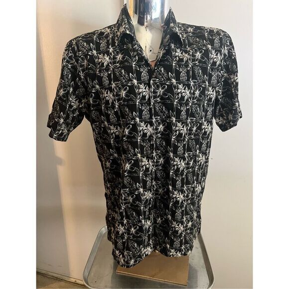 Favant Hawaii Men’s Black And White Cotton Button Up Shirt L - Picture 1 of 7
